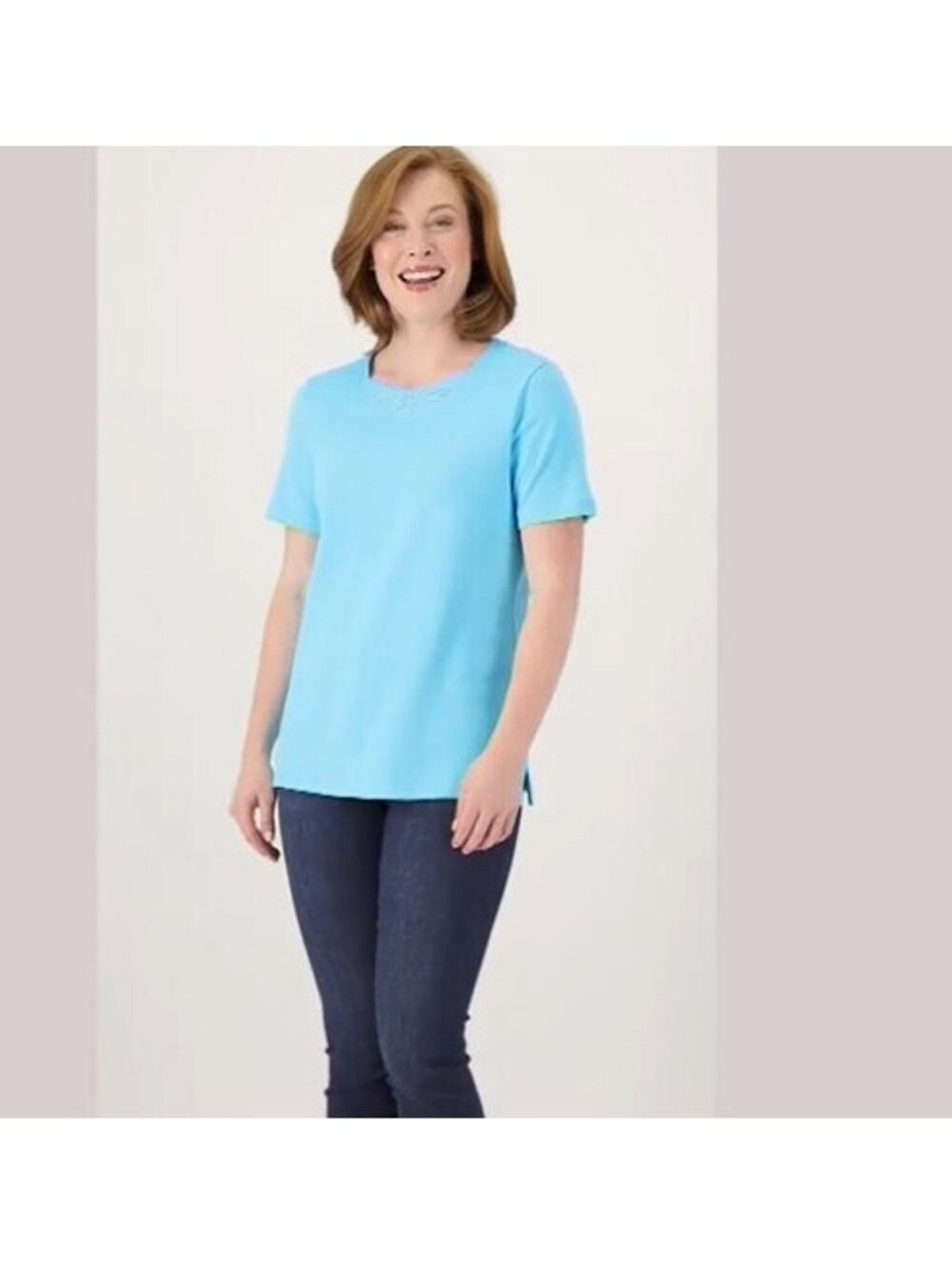 Quacker Factory Sparkle & Shine Inset Short Sleeve Top Size XXS